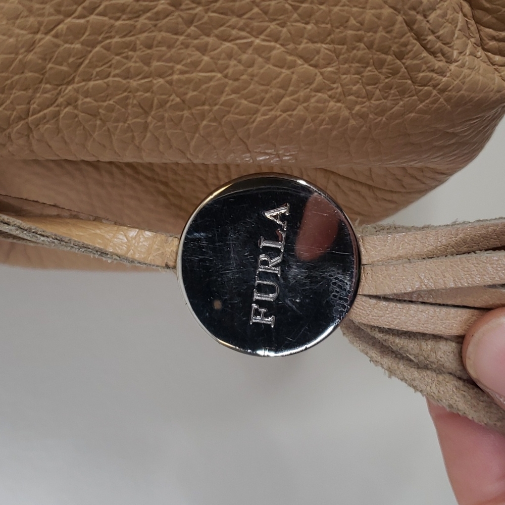 Furla Tan Pebbled Leather Hobo Shoulder Bag - Picture 2 of 7
